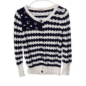 Dick & Jayne Los Angeles Wavy Striped Embellished Cardigan Parisian Coquette